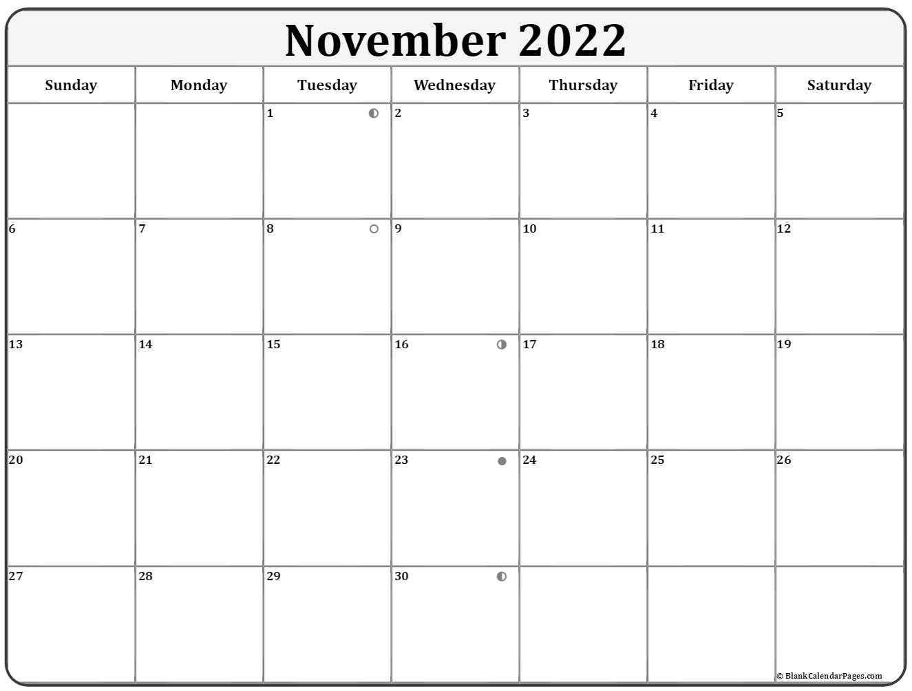 November 2022 Lunar Calendar | Moon Phase Calendar November 2021 Moon Phase Calendar