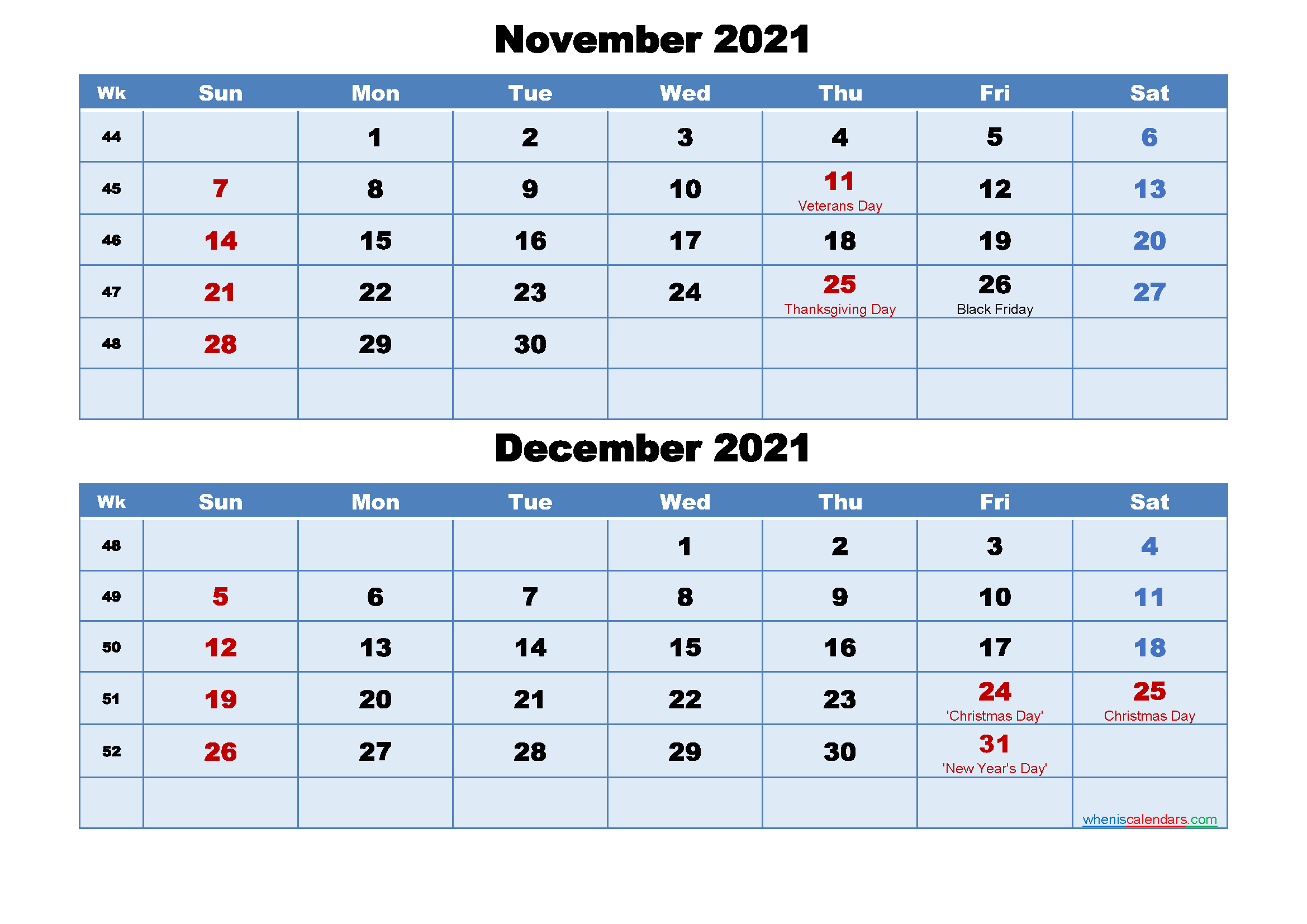 November And December 2021 Calendar | Calendar 2021 November December 2020 And January 2021 Calendar