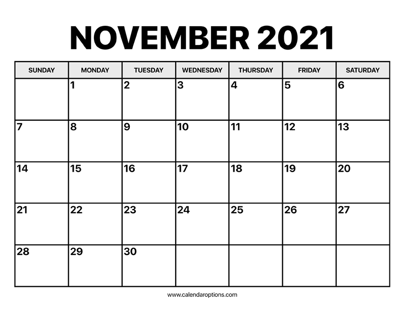 November Calendar 2021 - Calendar Options November To January 2021 Calendar