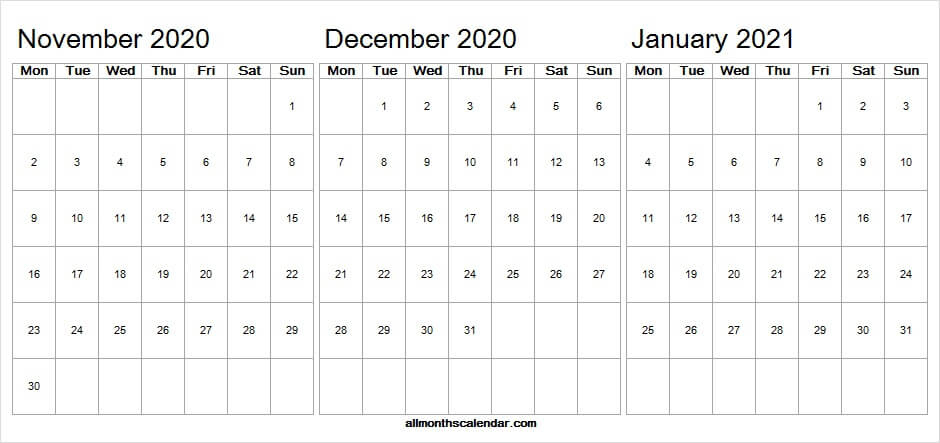 November December 2020 January 2021 Calendar Blank - Tumblr 2020 December 2021 January Calendar