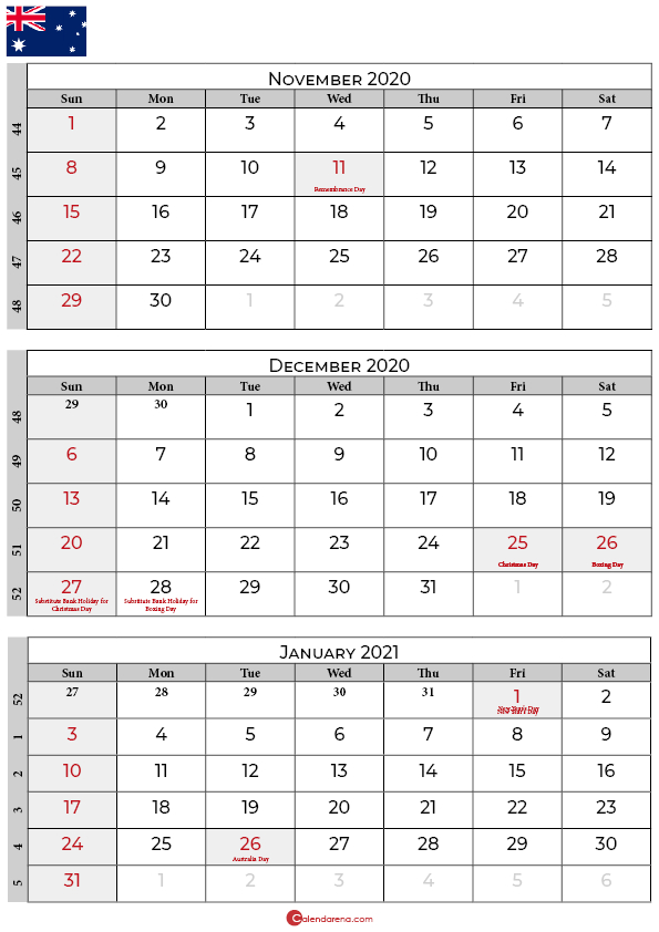 November December 2020 January 2021 Calendar November 2020 - January 2021 Calendar