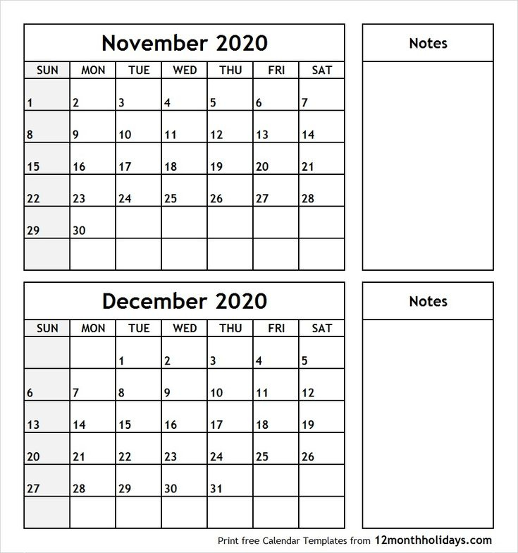 November December 2020 Printable Calendar | September November 2020 Through January 2021 Calendar