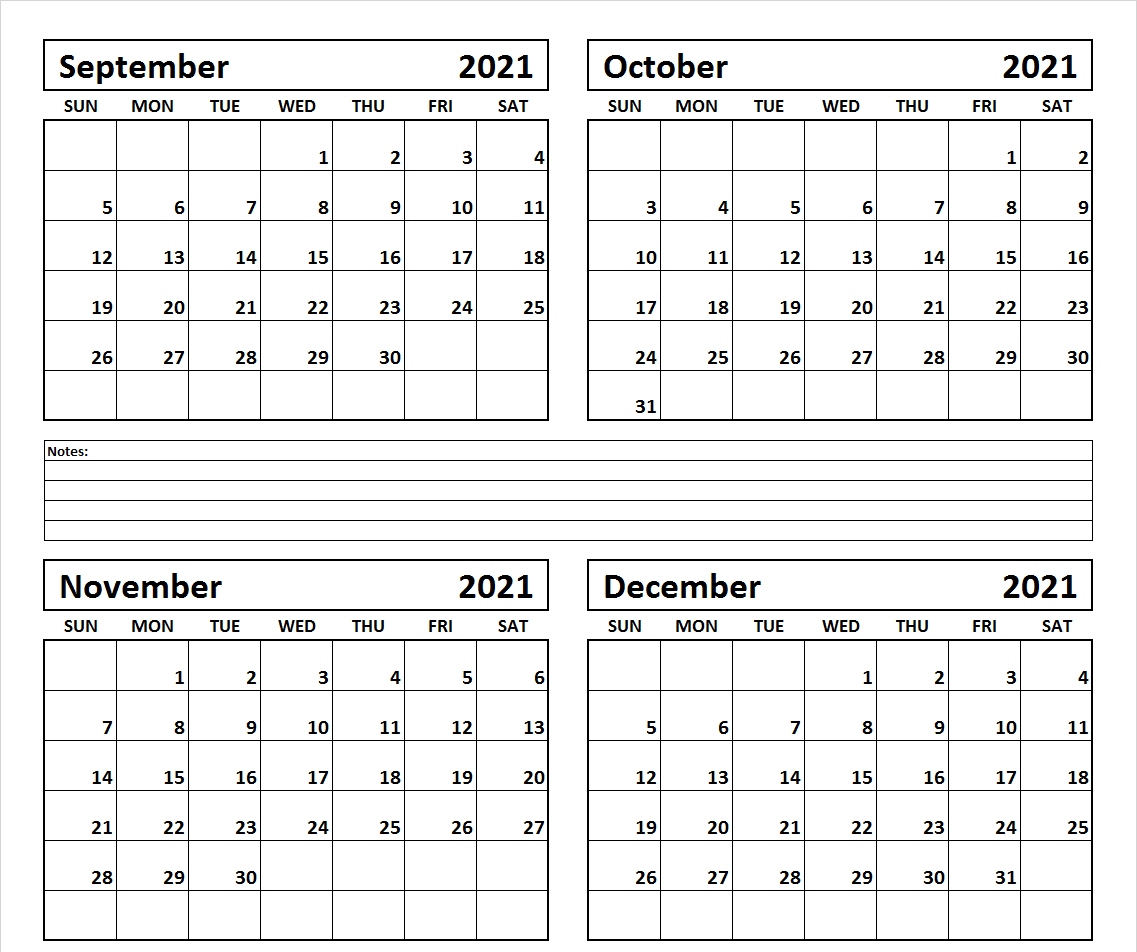 October November December 2021 Calendar Printable Template November 2020 - April 2021 Calendar