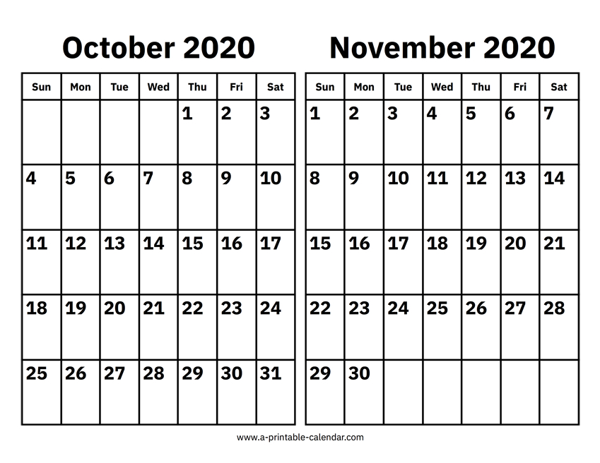 October November Monthly Calendar 2021 30Calender November 2020 - April 2021 Calendar