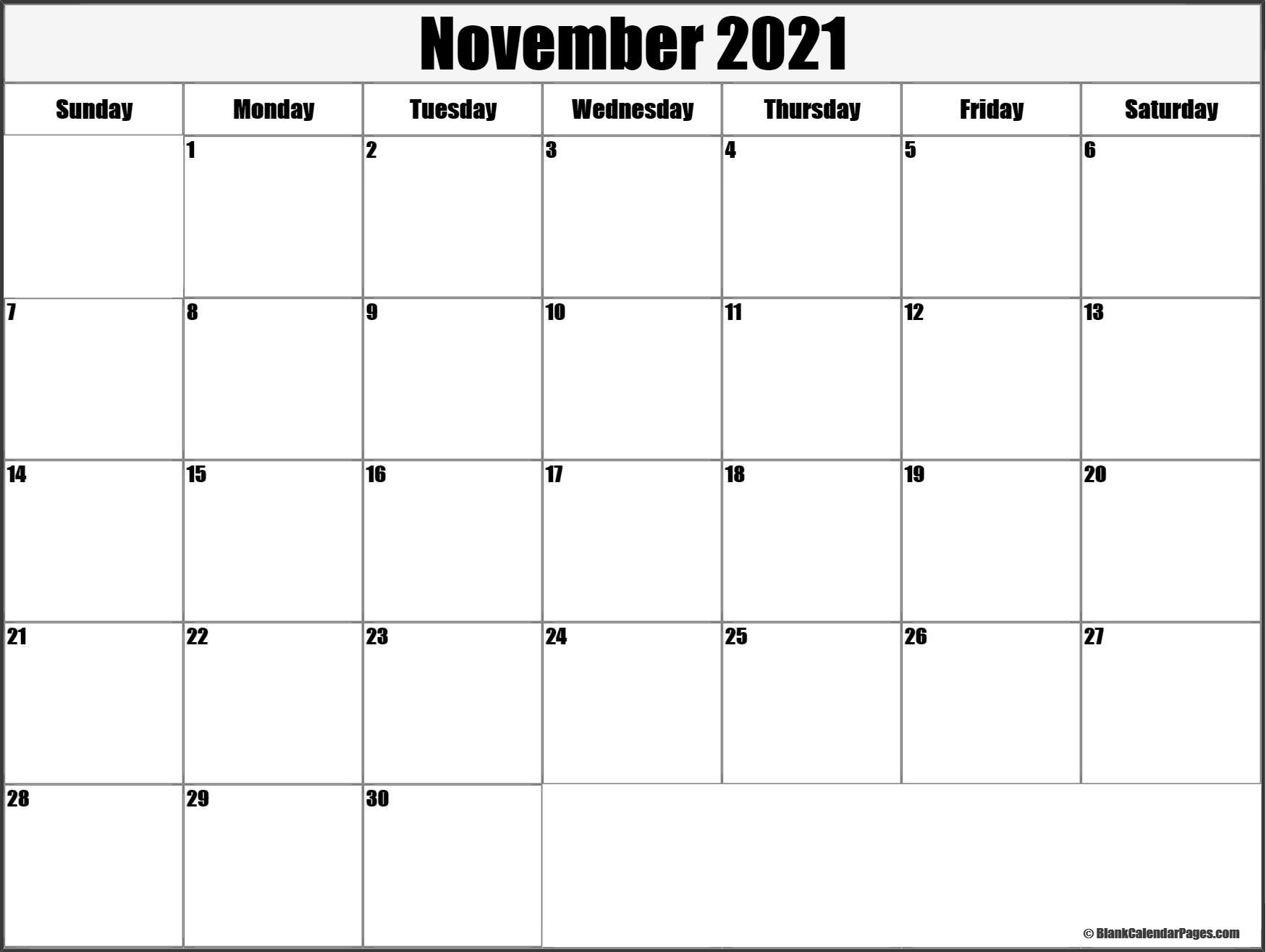 Online Free Printable Calendar 2021 | Calendar Printables Blank November 2021 Calendar