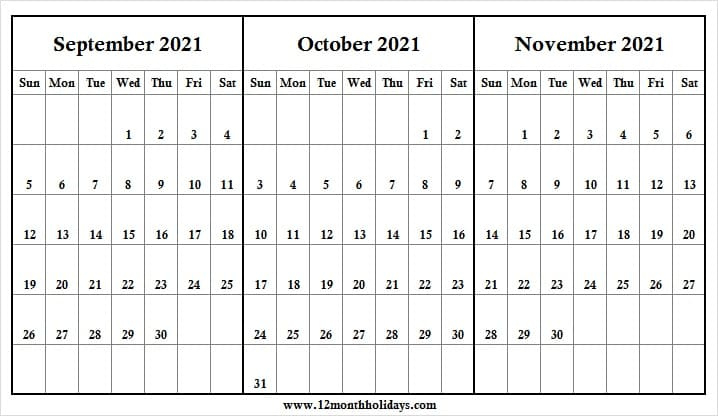 Print Free Calendar September To November 2021 - 2021 November 2021 Calendar With Festivals