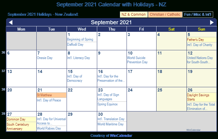 Print Friendly September 2021 New Zealand Calendar For November 2021 Calendar Nz