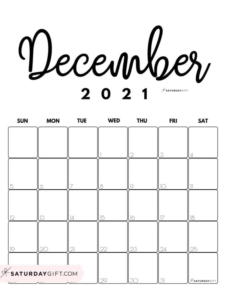 Printable 2021 Calendar By Month In 3 Cute Colors December 2021 Monthly Calendar