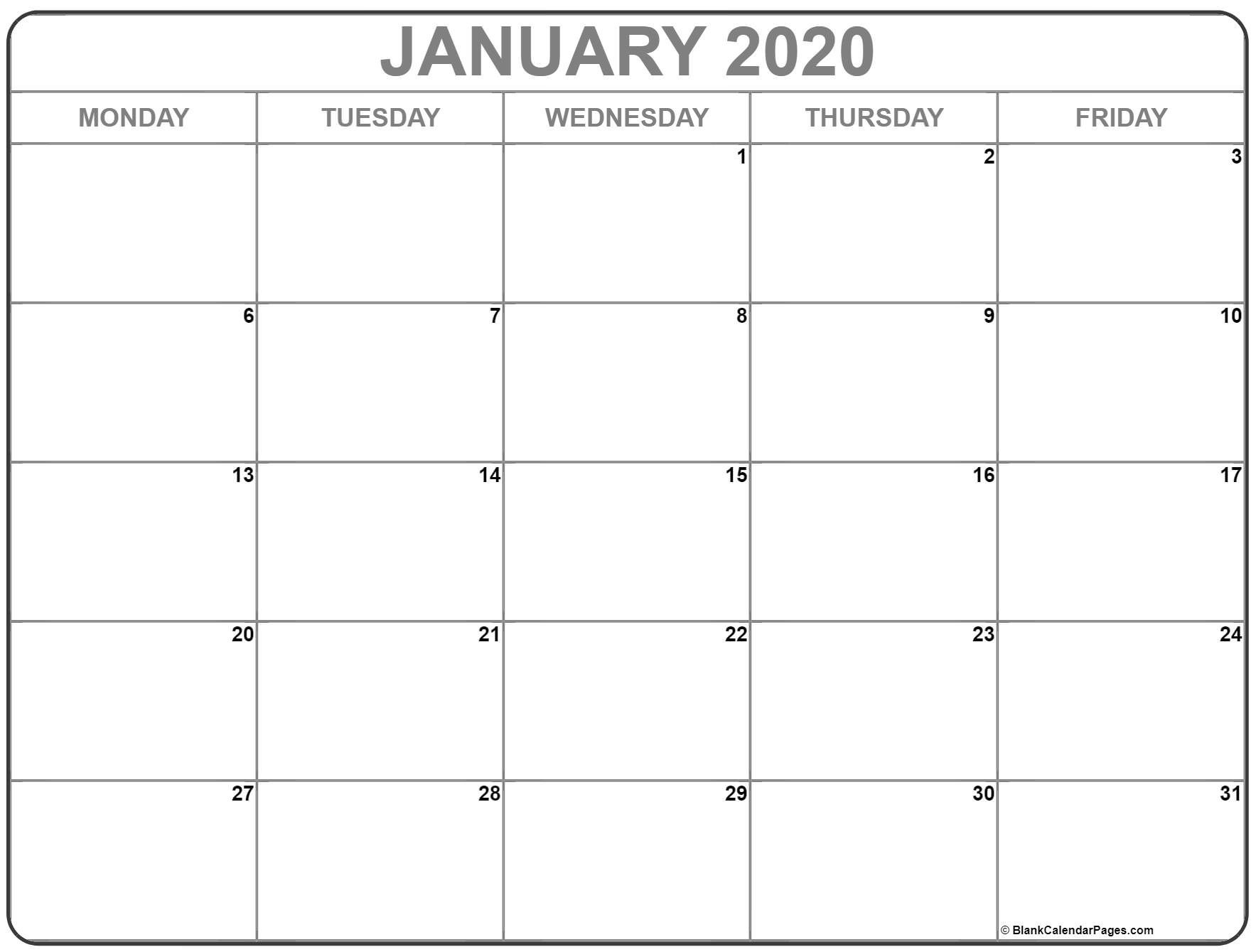 Printable Calendar 2020 Monday Through Friday | Example December 2020 January 2021 Calendar Free Printable