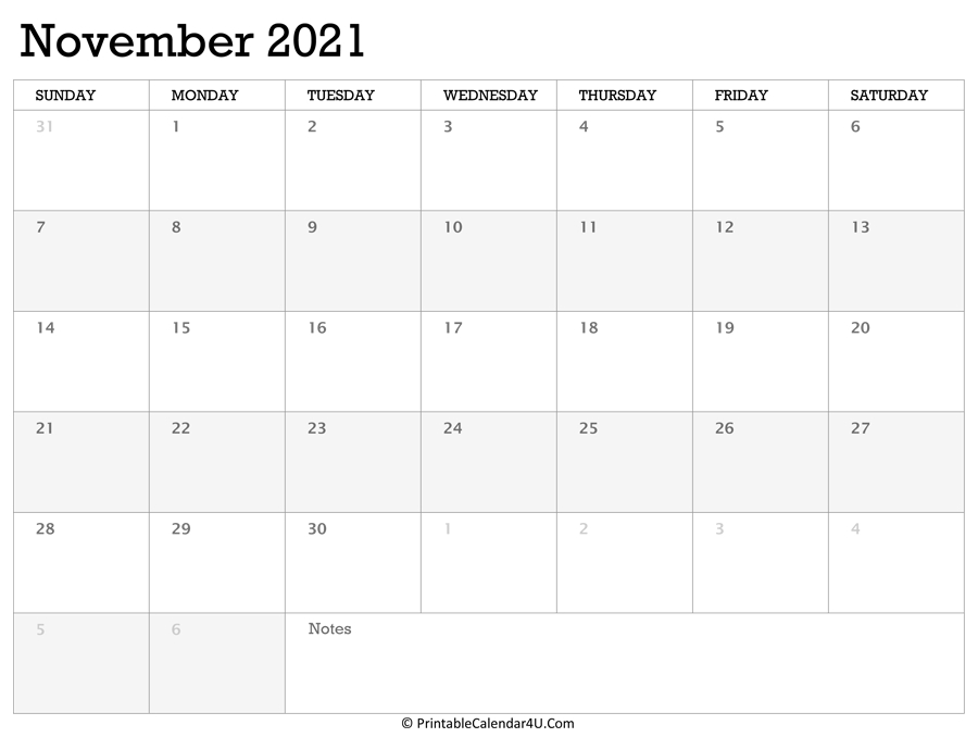 Printable Calendar November 2021 With Holidays November 2021 Calendar Uk