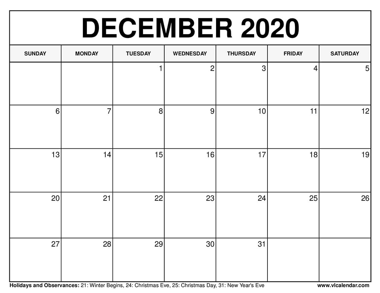 Printable December 2021 Calendar Templates With Holidays Editable Calendar December 2020 And January 2021