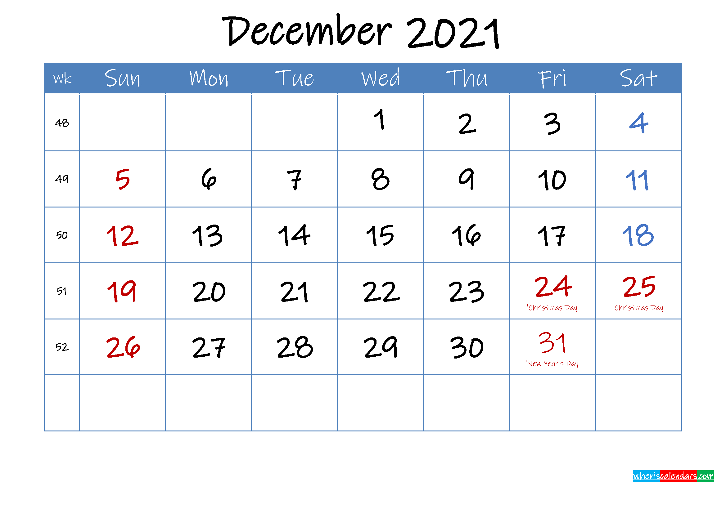 Printable December 2021 Calendar Word - Template Ink21M24 December 2021 Monthly Calendar