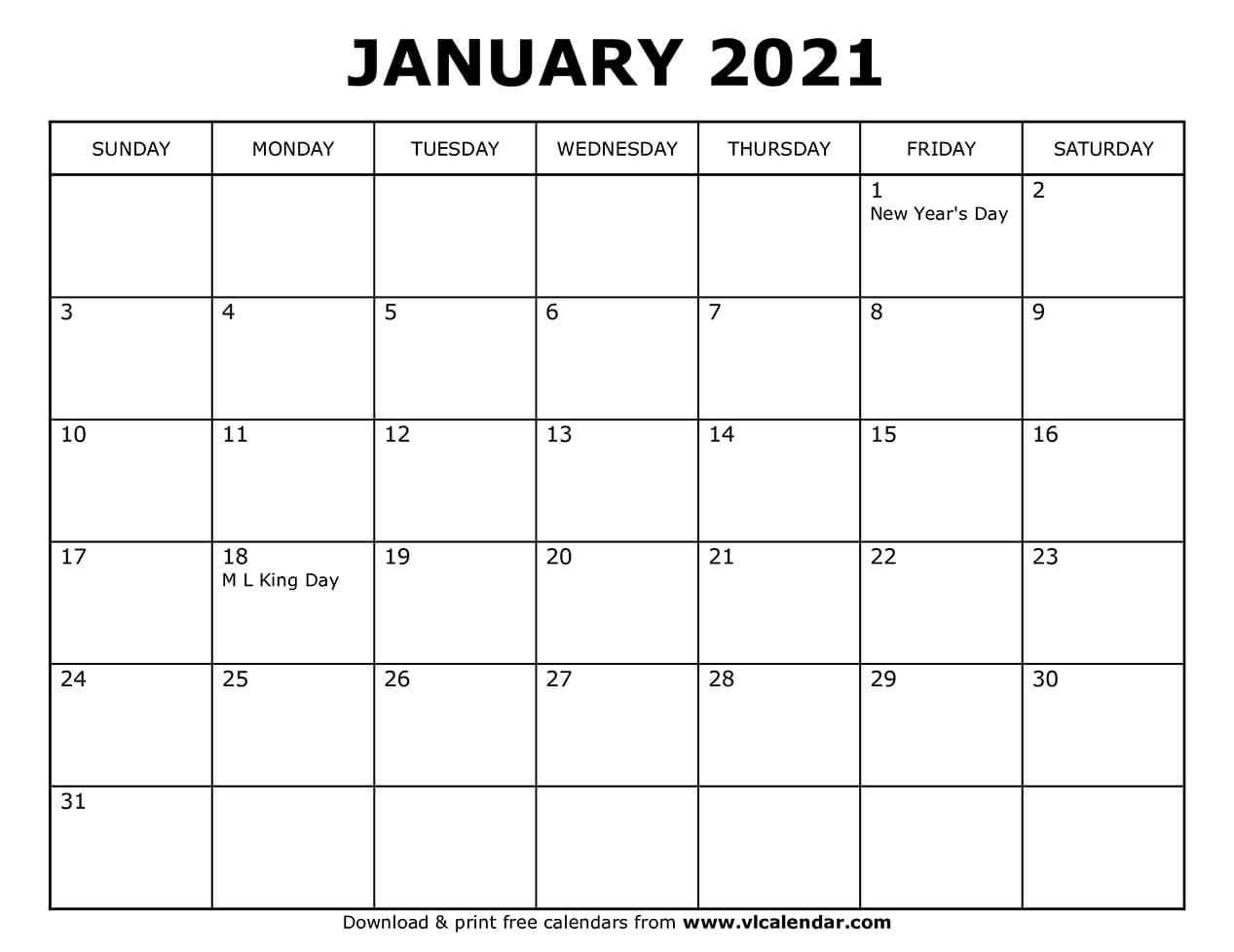 Printable January 2021 Calendar Templates With Holidays January To December 2021 Calendar With Holidays