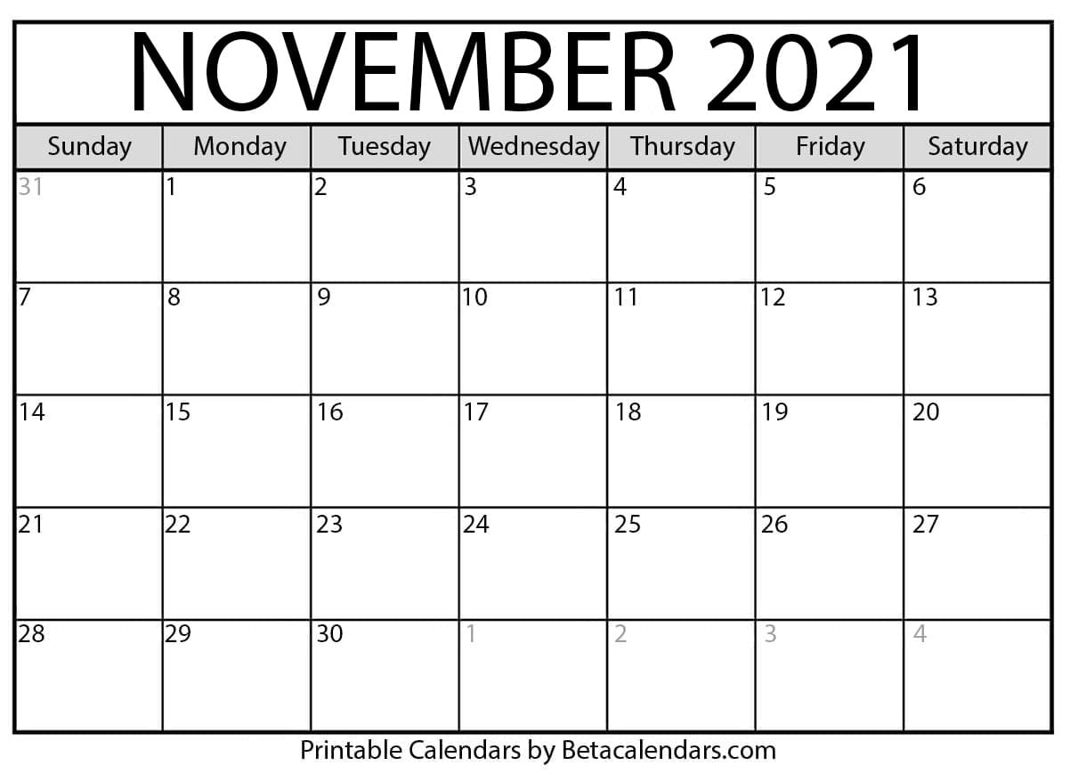 Printable November 2021 Calendar | Apache Openoffice Templates November 2020 To November 2021 Calendar