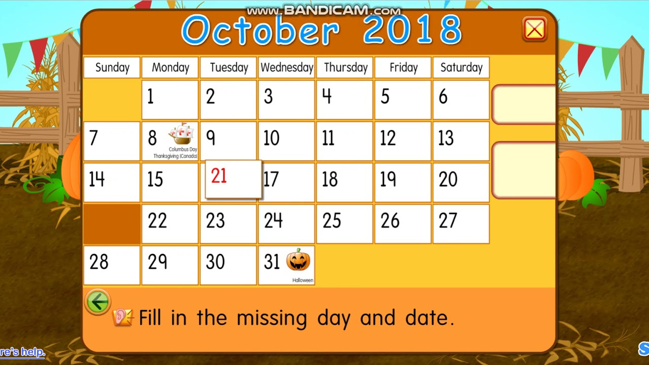 Sunday, October 21, 2018 | Daily Calendar For Kids December 2021 Calendar Youtube