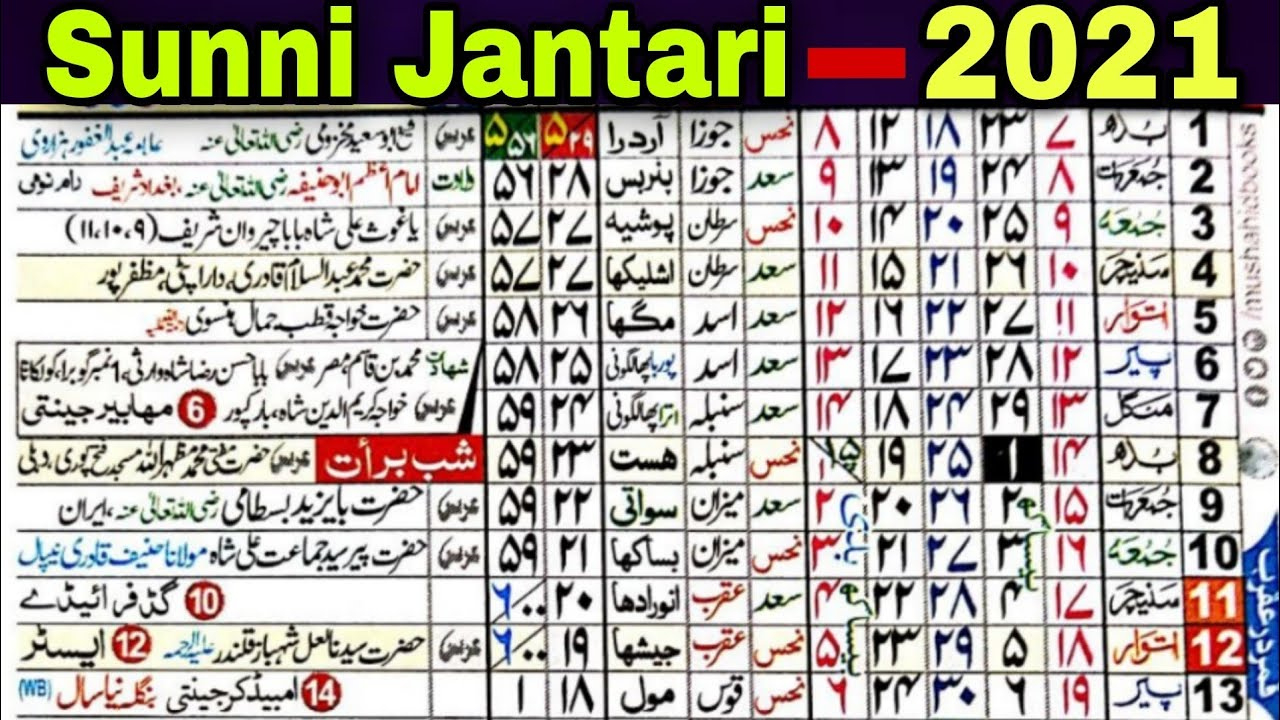 Sunni Jantari 2021/ Islamic Calendar 2021/ 2021 Calendar Urdu Calendar 2021 December