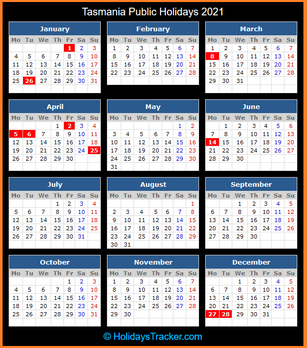 Tasmania (Australia) Public Holidays 2021 - Holidays Tracker Show Me A Calendar Of November 2021