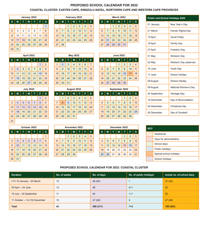 Updated School Calendar Shows A Slow Return To &quot;Normal&quot; In December 2020 January 2021 Calendar South Africa
