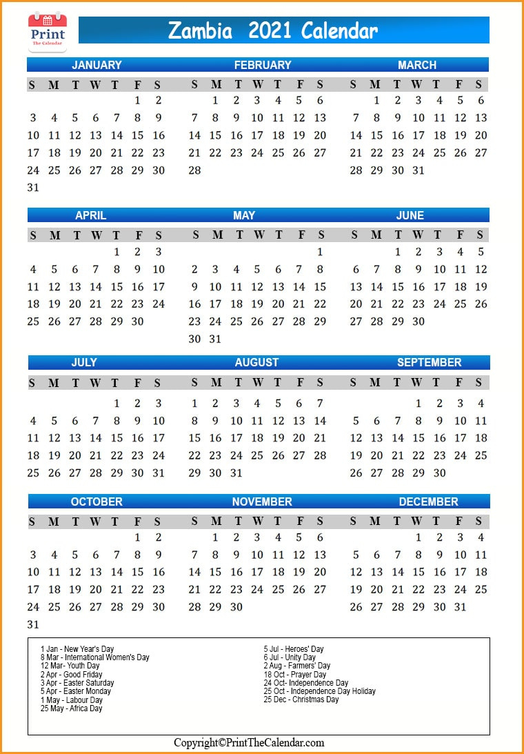 Zambia Holidays 2021 [2021 Calendar With Zambia Holidays] December Global Holidays 2021 Calendar