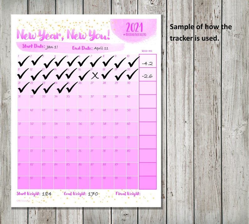 100 Days Of Keto New Years Tracker Planner Printable | Etsy 100 Day Free Printable Calendar