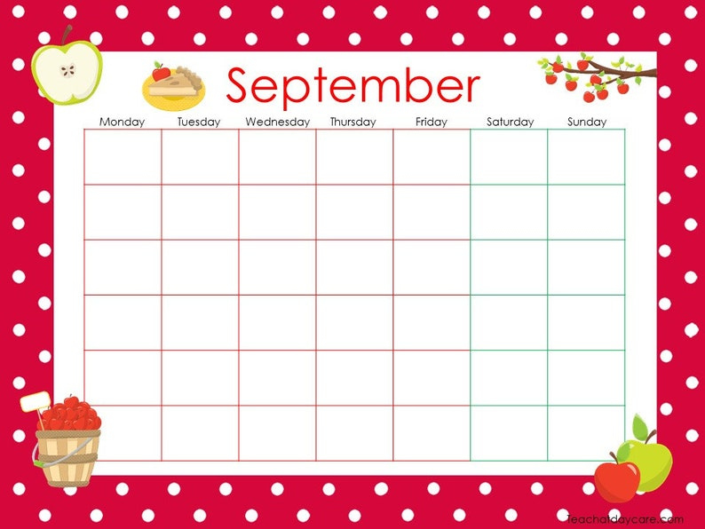 12 Printable Blank Themed Monthly Calendars. Preschool And Free Printable Calendars For Kindergarten
