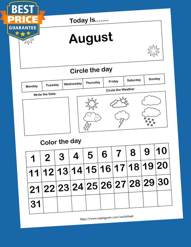 12 Printable Preschool Calendar Worksheet Pages. Month Free Printable Calendars For Kindergarten