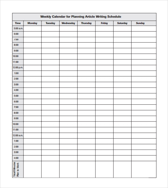 12 Weekly Calendar Templates Free Samples Examples - 26 26 Blank Weekly Calendar Templates Pdf Excel Word ᐅ
