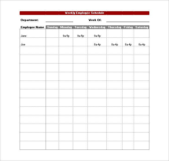 18+ Blank Work Schedule Templates - Pdf, Docs, Word | Free Employee Monthly Schedule Template Free