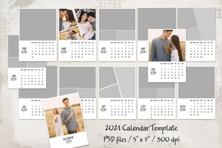 2021 Calendar Template, 5X7, Personalized Calendar 5X7 Calendar Templates Free