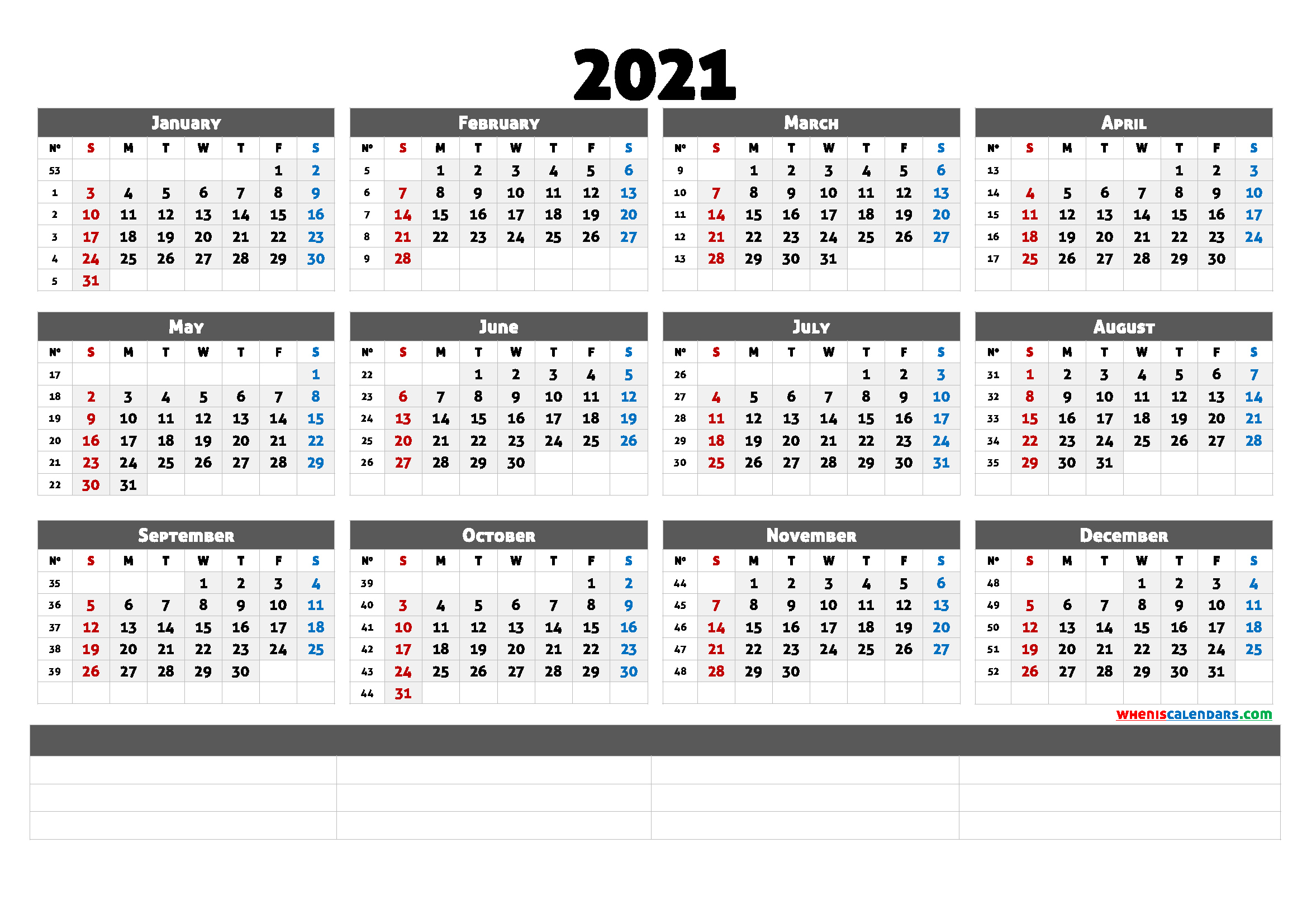 2021 Free Yearly Calendar Template Word (6 Templates) 6 Months Calendar Word