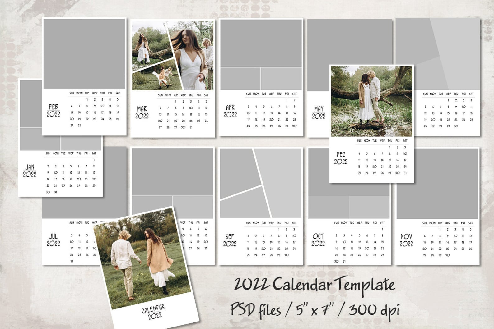 2022 Calendar Template 5X7 Personalized Calendar Pocket | Etsy 5X7 Calendar Templates Free