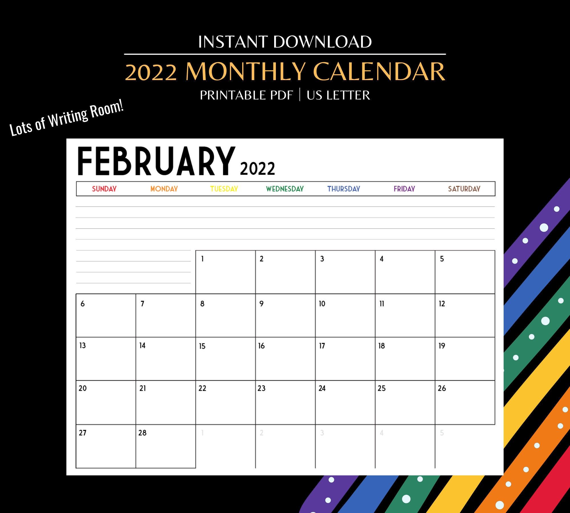 2022 Pride Monthly Calendar Landscape Printable Calendar Printable Calendar Free Fourmonths