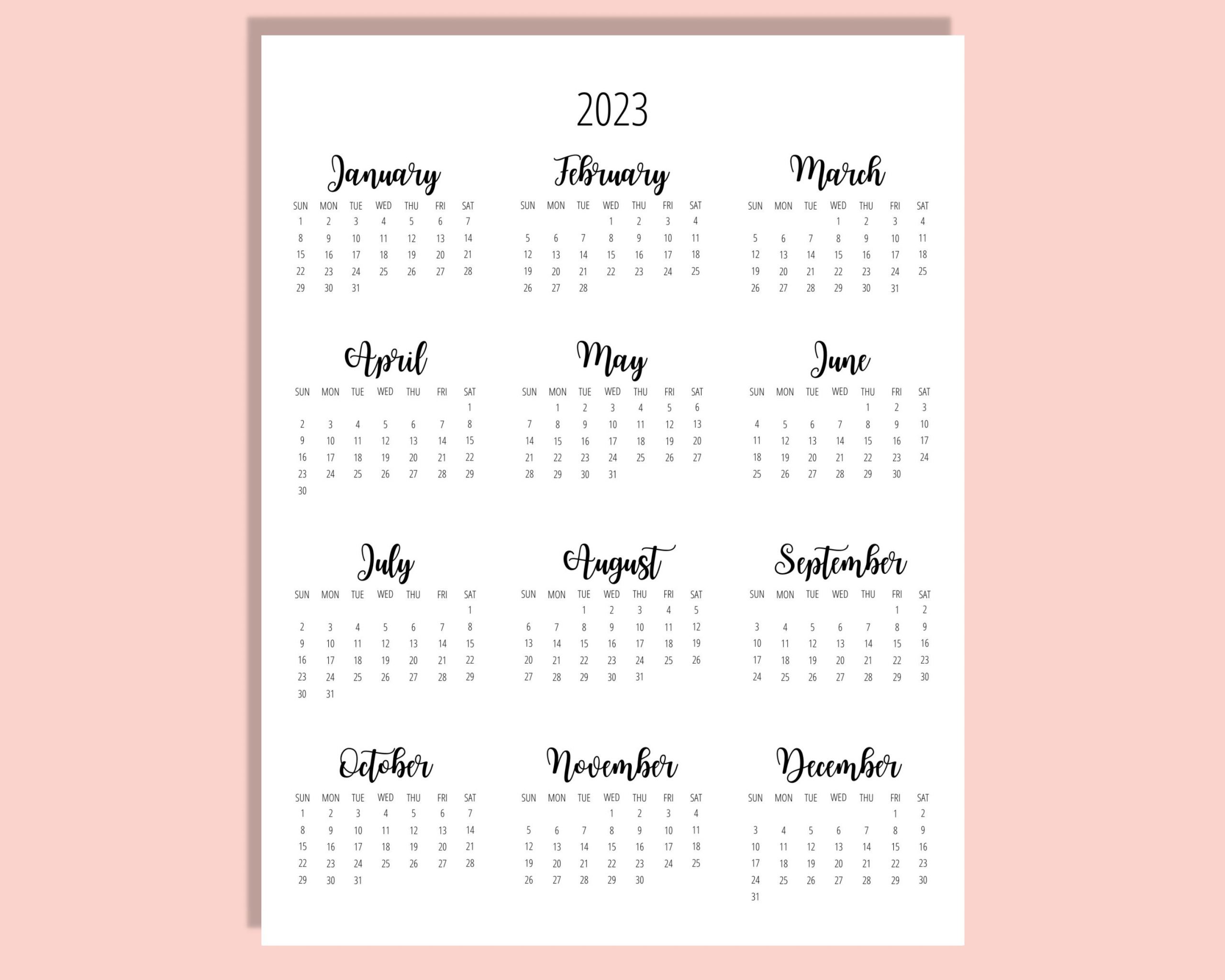 2023 Calendar Template 8.5 X 11 Inches Vertical Year At A 5 Year Planner Calendar