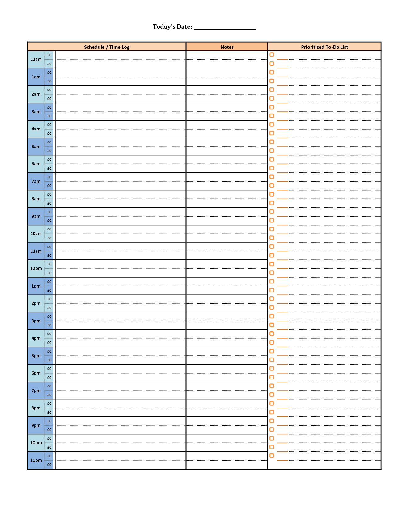 24 Hour Planner Template | Calendar For Planning 24 Hour Template Planner