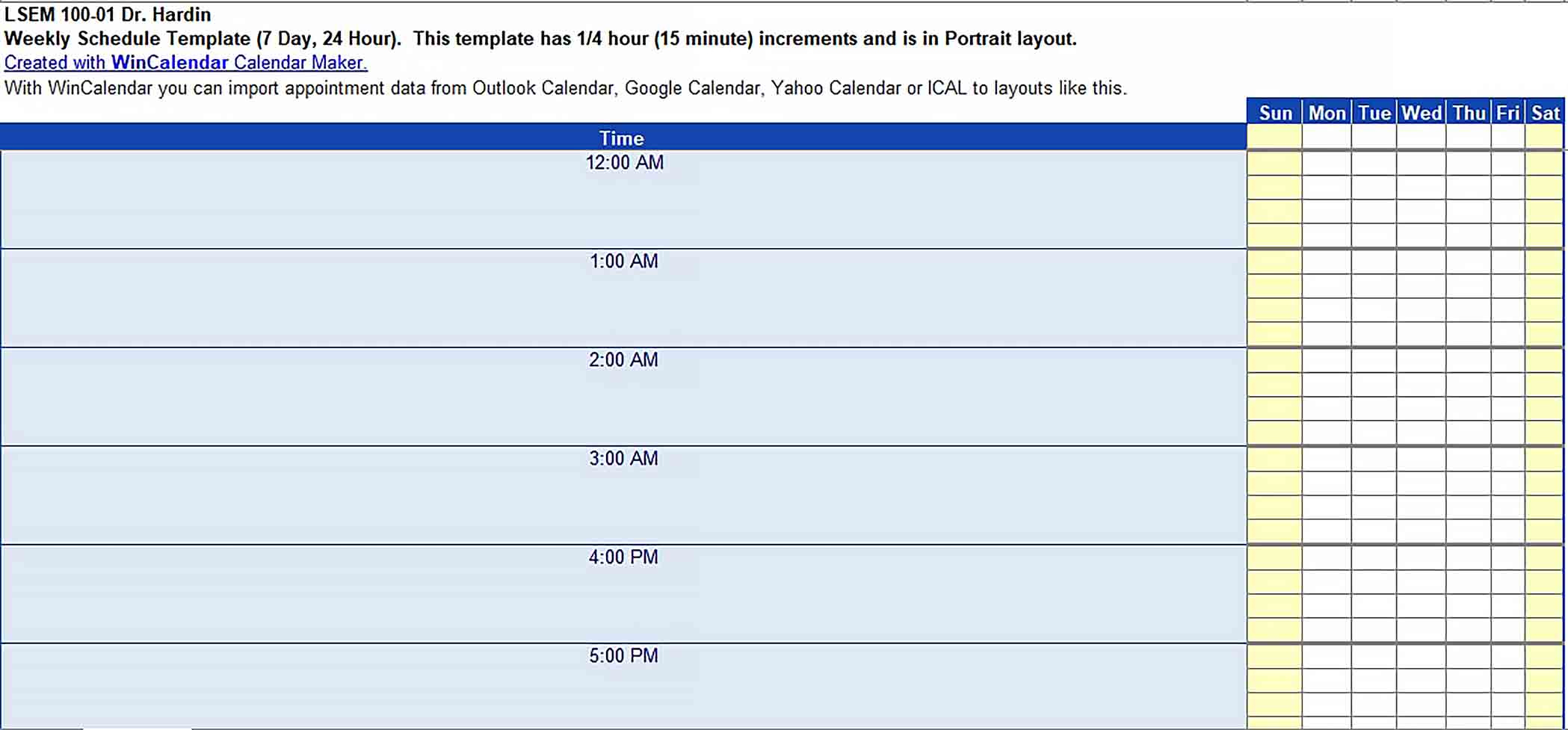 24 Hour Schedule Template - Culturopedia 24Hr 7 Day Timetable