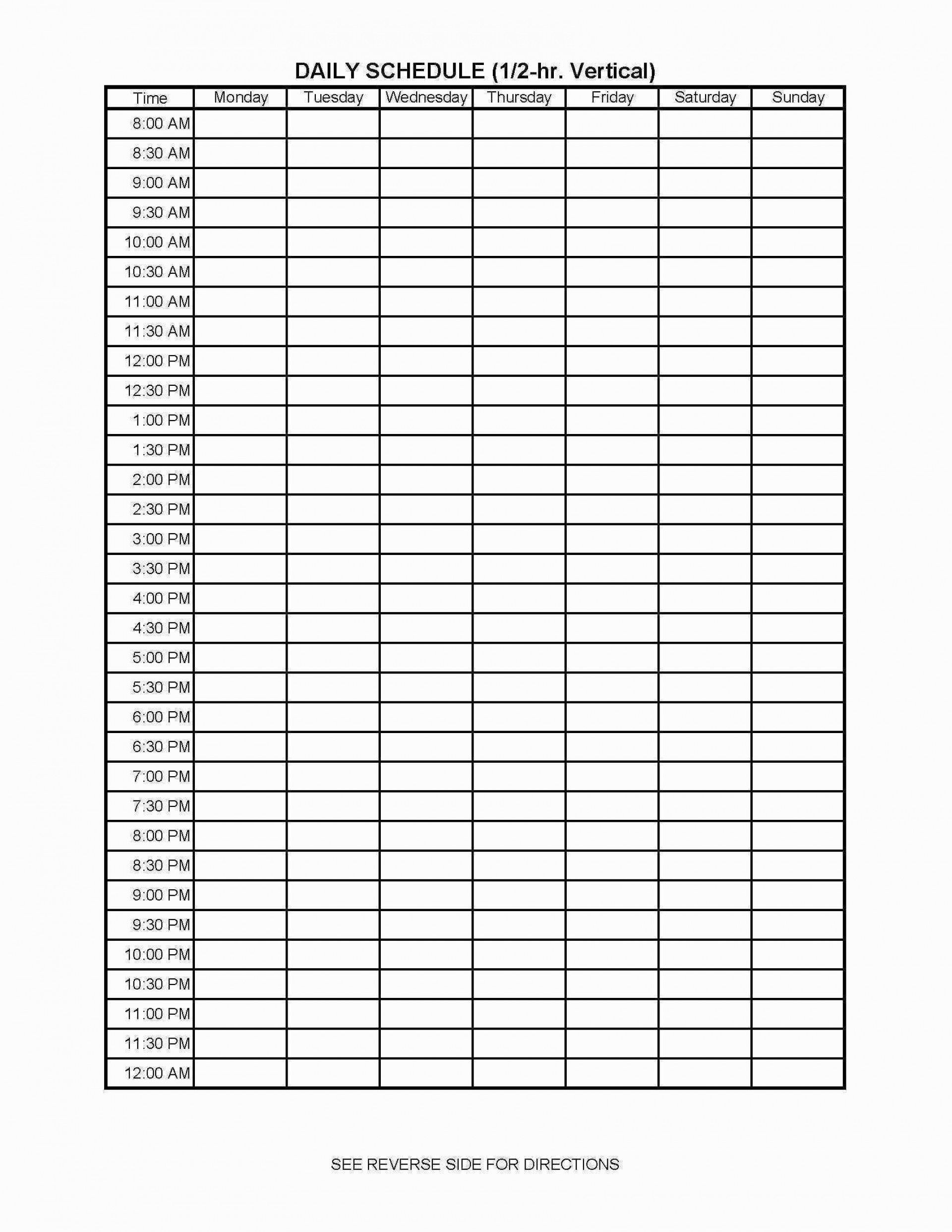 24 Hr Schedule Template ~ Addictionary 24 Hour Template Planner