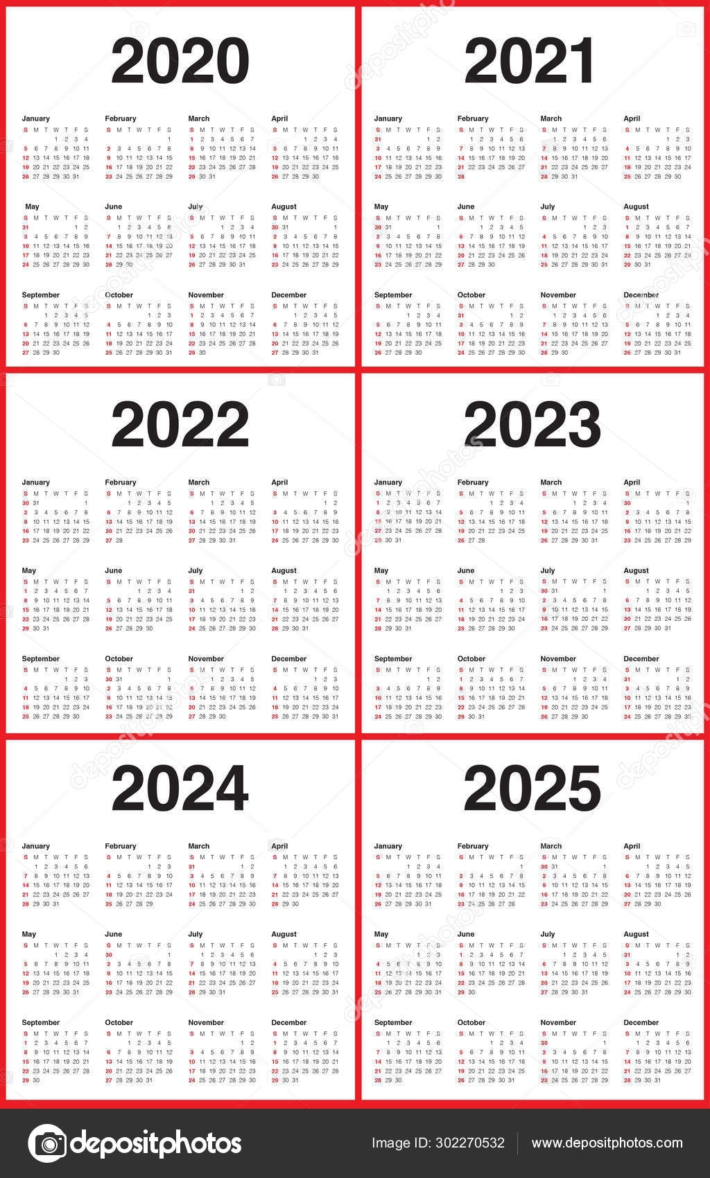 5 Year Calendar 2021 2025 | Month Calendar Printable Printable 5 Year Calendar