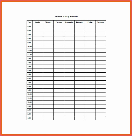 7 Excel 24 Hour Schedule Template - Excel Templates 24Hr 7 Day Timetable