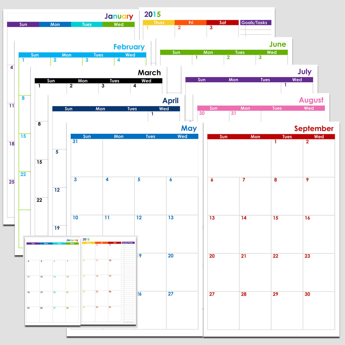 72-Months 2-Page Calendar (6 Years) - Half Size | Legacy Printable 4 X 6 Calander
