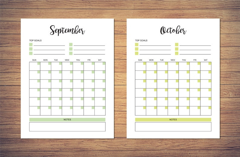 8.5 X 11 Inch Blank Monthly Calendar Page Template Instant Free 11 X 17 Calendar Templates