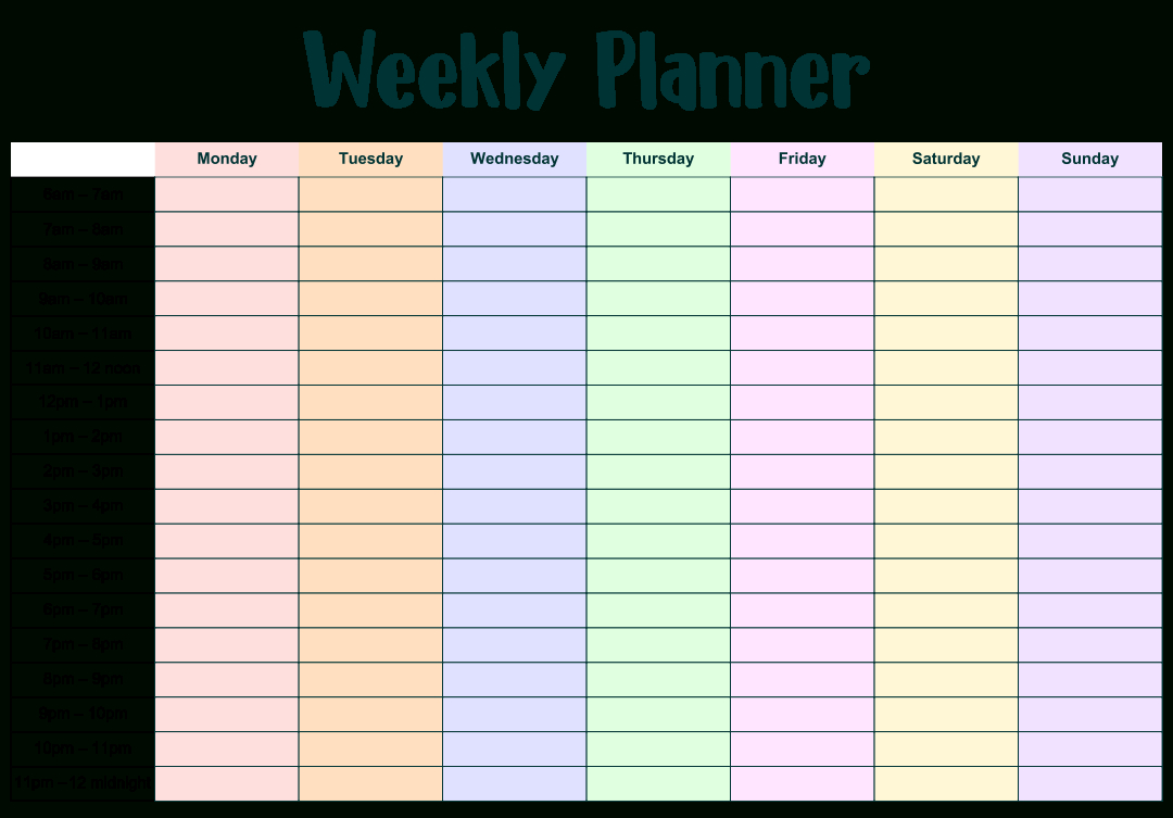 8 Best Printable Weekly Calendar With 15 Minute Time Slots 4 Weekly Calander Editable