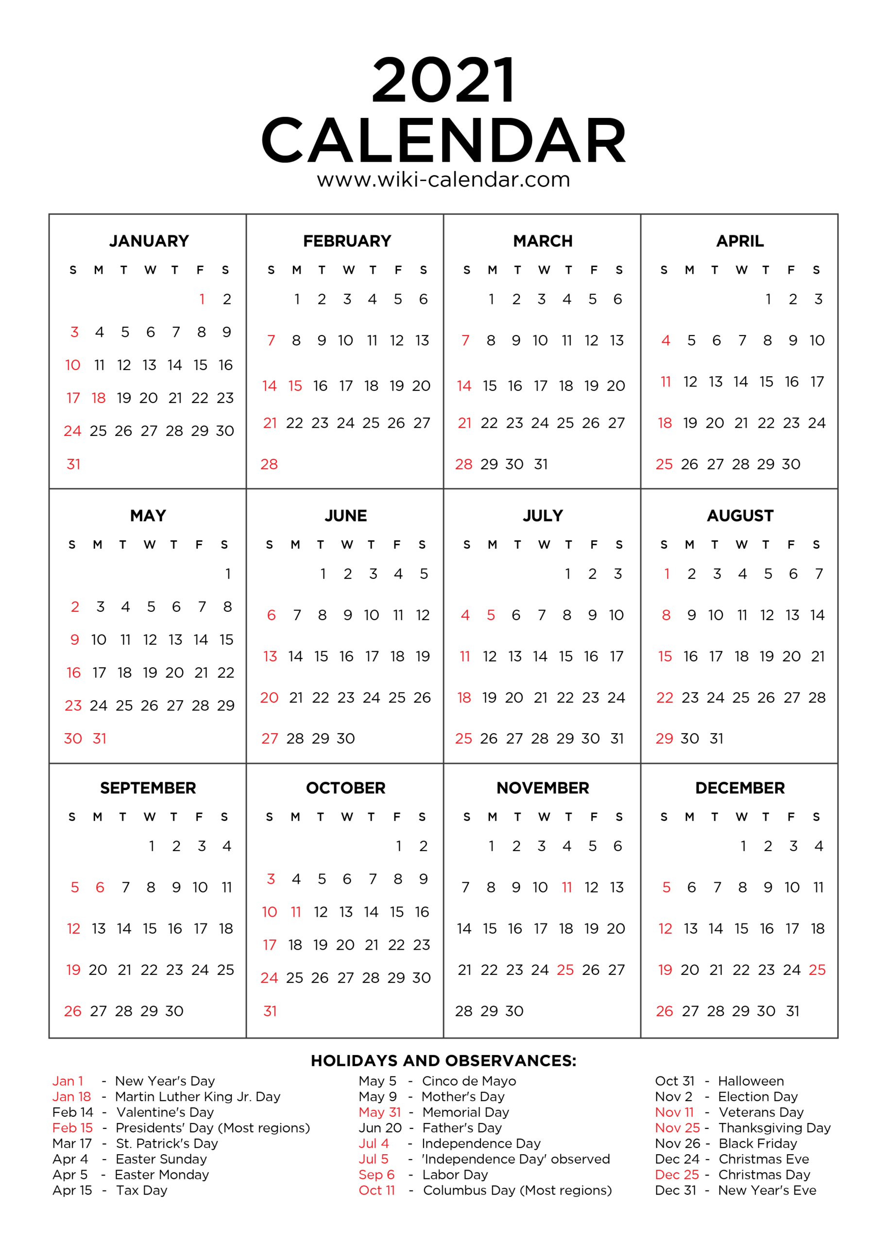 8X11 Printable Monthly Calendar 2021 | Calendar Printables 8X11 Printable Monthly Calendar