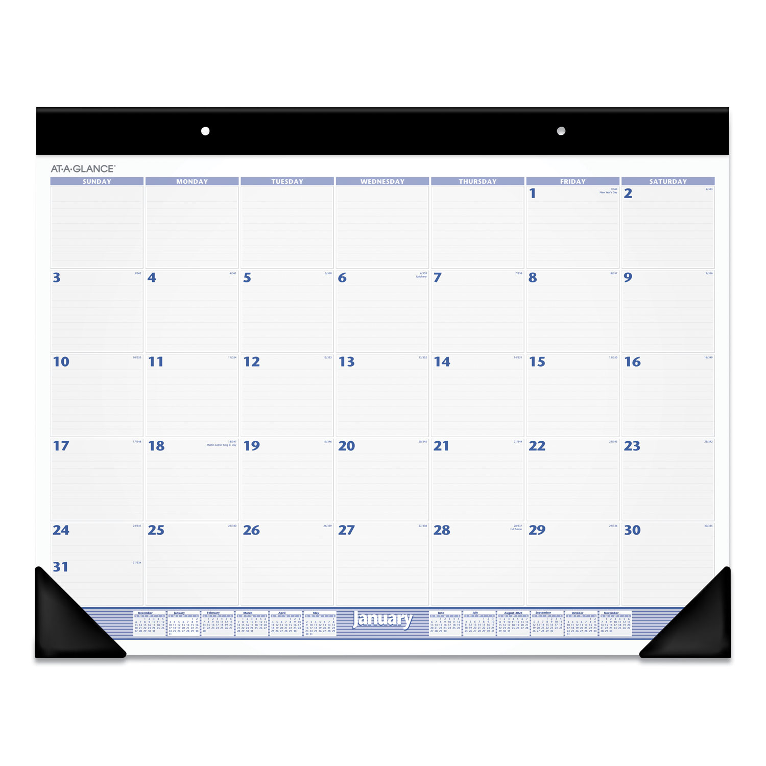 At-A-Glance 2021 24&quot; X 19&quot; Monthly Desk Pad Calendar Blue Month At A Glance Calendar