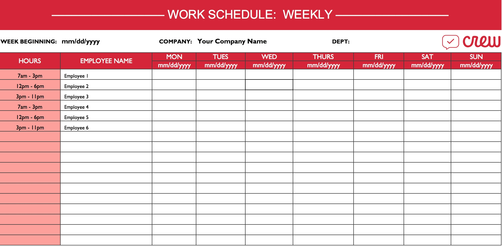 Best Editable Two Week Employee Schedule | Get Your 4 Weekly Calander Editable
