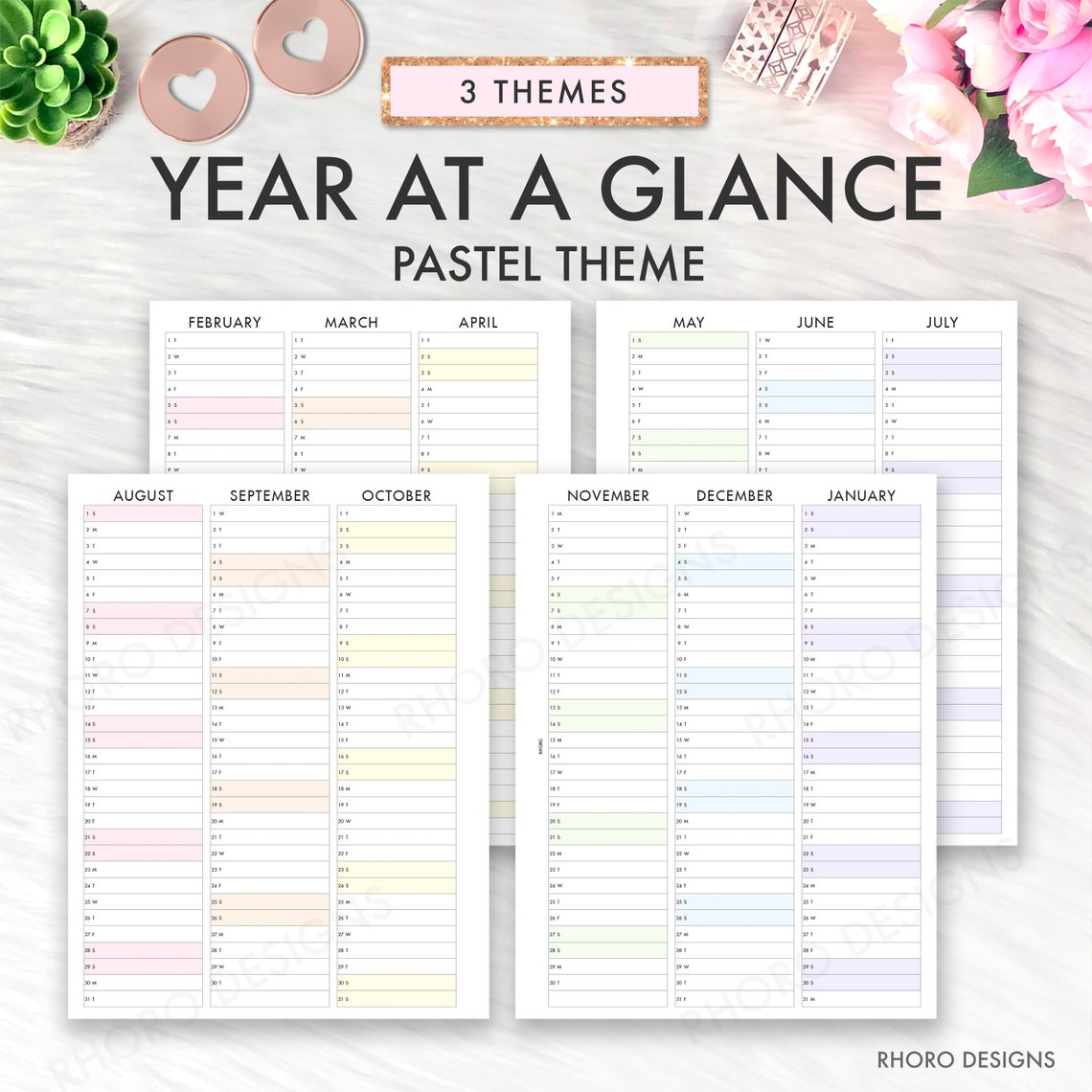 Big Happy Planner Printable Insert Year At A Glance August Month At A Glance