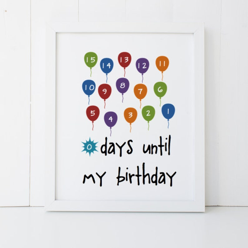 Birthday Balloon Countdown Advent Calendar Printable Wall Art | Etsy Can You Create A Countdown Feature In Google Calendar
