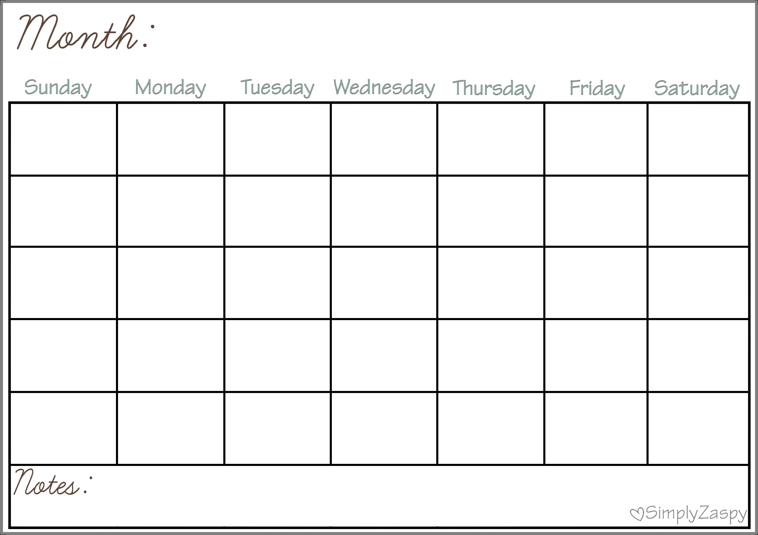 Blank Calendar Chart For Classrooms | Template Calendar Free Blank Calendar Grid Printable