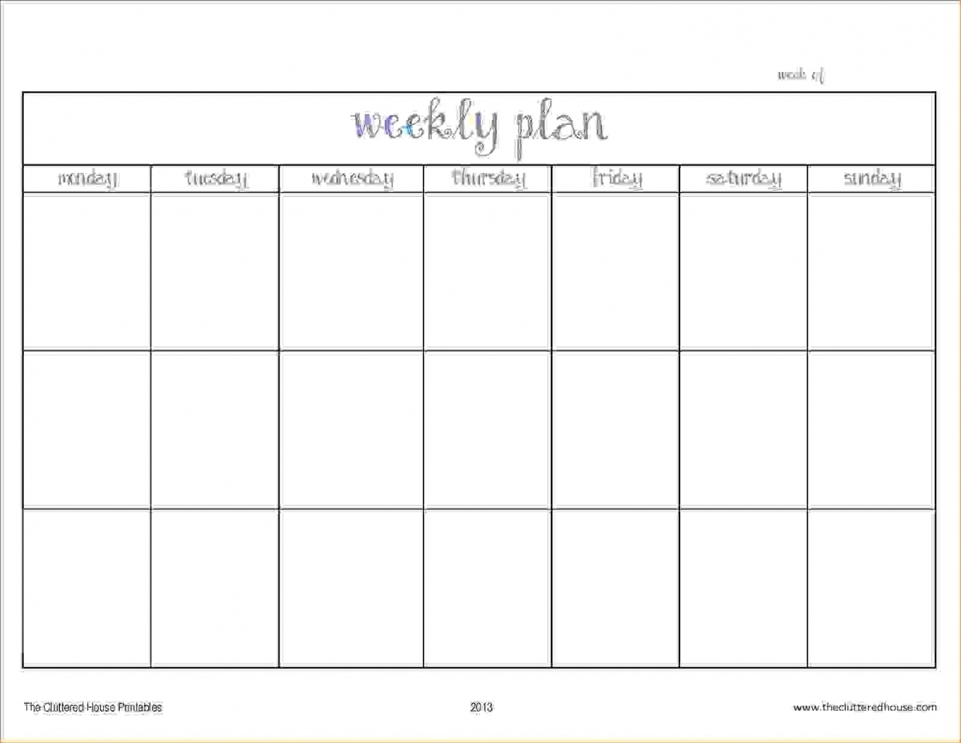 Blank Days Of The Week Calendar | Free Letter Templates Two Week Calendar Template