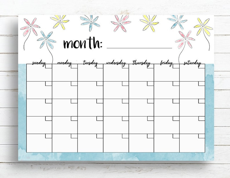 Blank Monthly Calendar Calendar Flowers Printable Monthly How To Print A Monthly Calendar Powerpoint