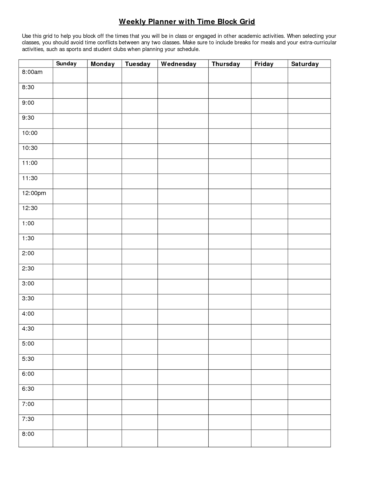 Blank Weekly Calendays With Time - Calendar Inspiration Design Free Printable Blank Calendar Grid